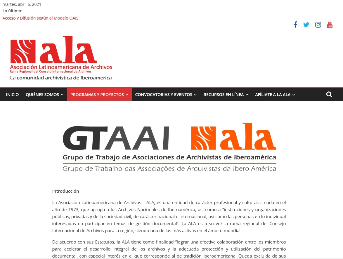Creación del Grupo de Trabajo de Asociaciones de Archivistas de Iberoamérica (GTAII)