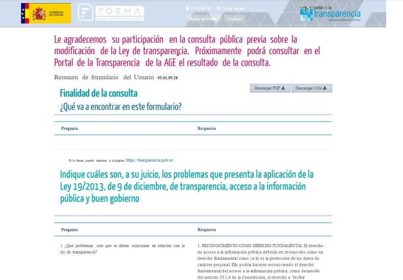 Archiveros Españoles en la Función Pública participa en consulta pública sobre la modificación de la Ley de Transparencia.